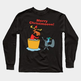 Rocky And Bullwinkle Santa Merry Christmoose Christmas 2 Long Sleeve T-Shirt